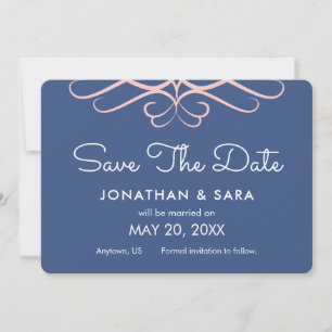 Save The Date Quartz rose sur Denim Blue, Élégant Enregistrer la