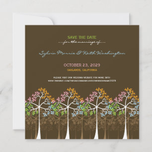 Save The Date Quatre Saisons Arbres Bois Mariage Sauvez La Date