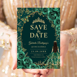 Save The Date Quinceanera Émeraude Or