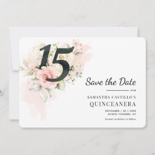 Save The Date Quinceanera Floral 15e anniversaire