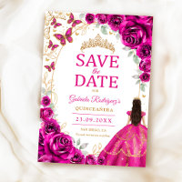 Quinceanera Fuchsia Rose Gold Floral