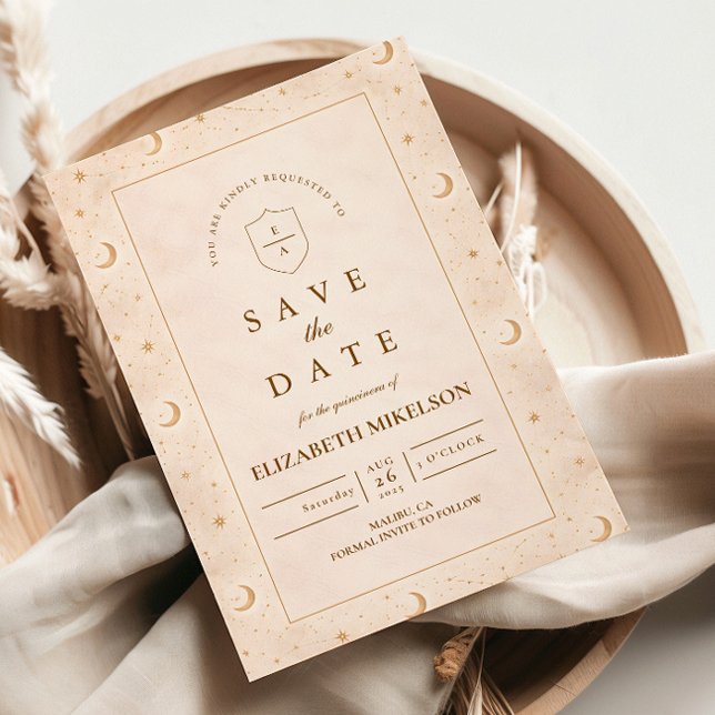 Save The Date Quinceañera Lune d'Or Céleste (Créateur téléchargé)