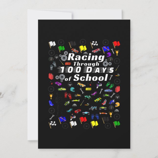 Save The Date Racing Through 100 Days Of School Race Car Themed (Devant)