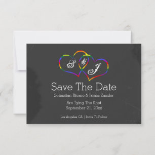 Save The Date Rainbow Doodle Heart Chalkboard Gay Enregistrer la