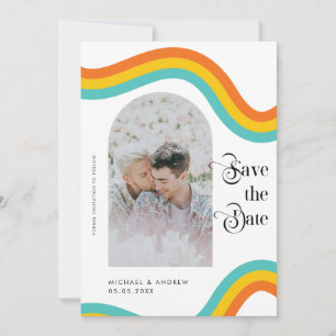 Save The Date Rainbow LGBTQ Gay Couple Mariage photo couleur