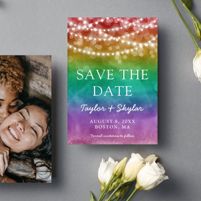 Save The Date Rainbow Ombre Gay Wedding Enregistrer la date (Créateur téléchargé)