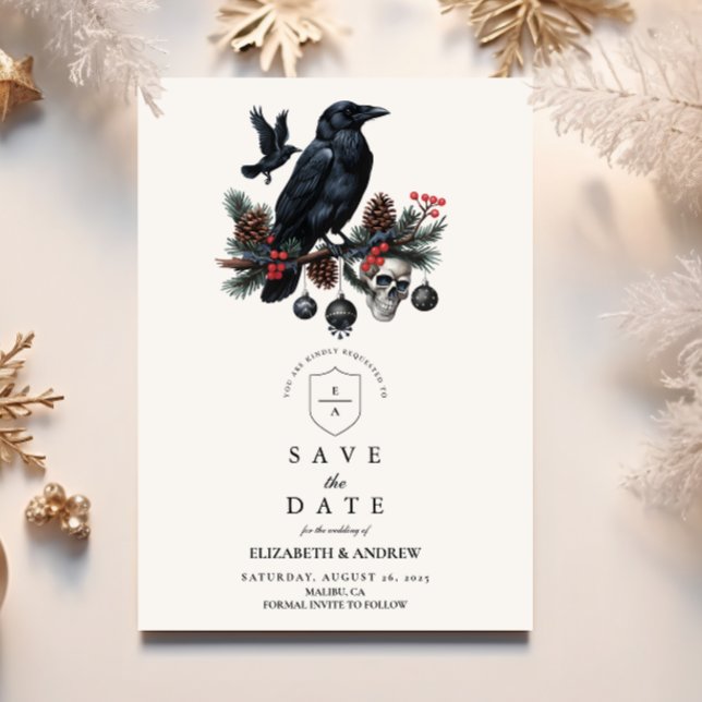Save The Date Raven Crâne gothique Mariage de vacances (Créateur téléchargé)