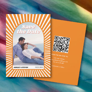 Save The Date Rayons de soleil orange super rétro les années 70 