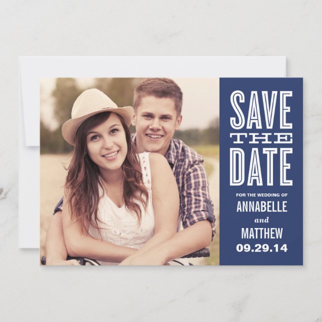 Save The Date Rayure latérale Rétro | Annonce de sauvegarde de l (Devant)