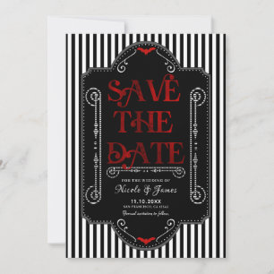 Save The Date Rayures noires et blanches Mariage chauve-souris g