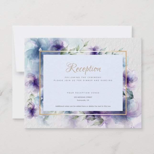 Save The Date Réception 2 | Fleurs d'aquarelle translucides (Devant)