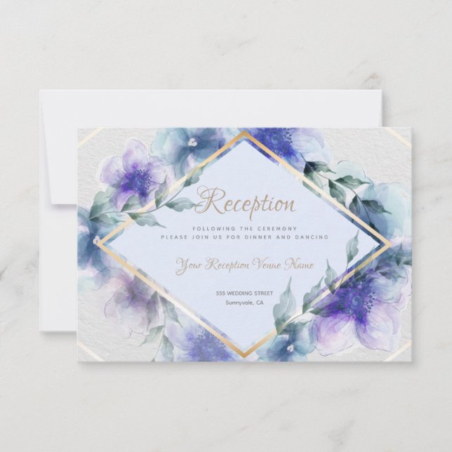 Save The Date Réception | Fleurs aquarelle translucides (Devant)