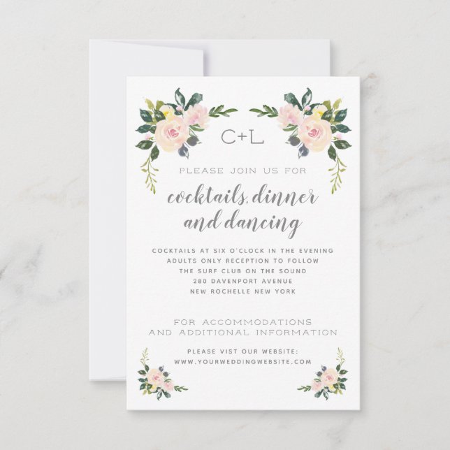 Save The Date Réception / Hébergements Spring Floral Blush (Devant)