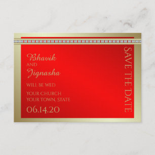 Save The Date Red and Gold Indian Mariage damassé Enregistrer la