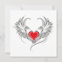Red Angel Coeur avec ailes