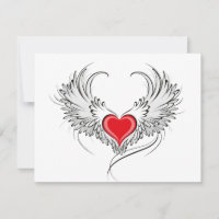 Red Angel Coeur avec ailes