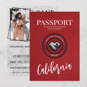 Save The Date Red California Passport Enregistrer La Date