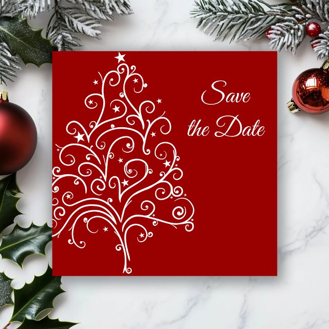 Save The Date Red Christmas Tree Winter Wedding Enregistrer la d (Créateur téléchargé)