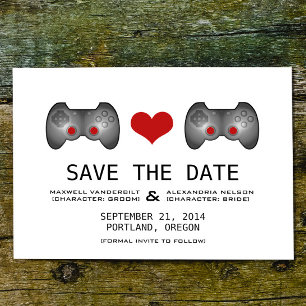 Save The Date Red Cute Gamer Enregistrer l'Invitation de date