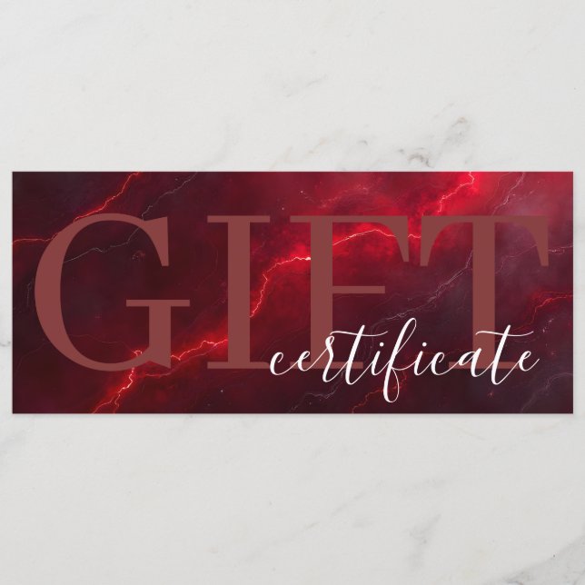Save The Date Red Dark Chic Bold Elegant Luxury Gift Certificate (Devant)