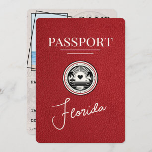 Save The Date Red Florida Passport Enregistrer La Date
