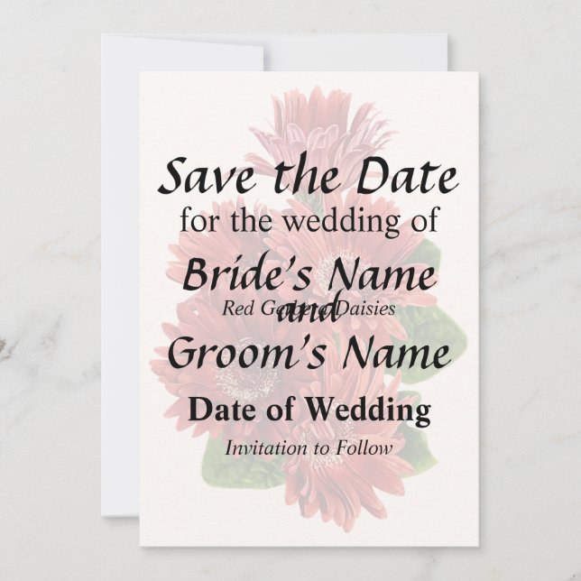 Save The Date Red Gerbera Daisies (Devant)