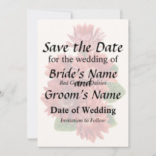 Save The Date Red Gerbera Daisies