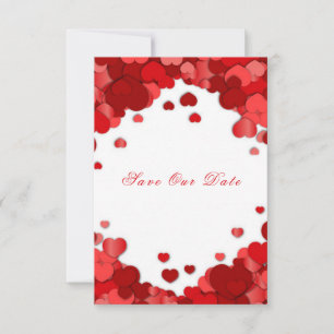 Save The Date Red Hearts Valentine's Day Mariage