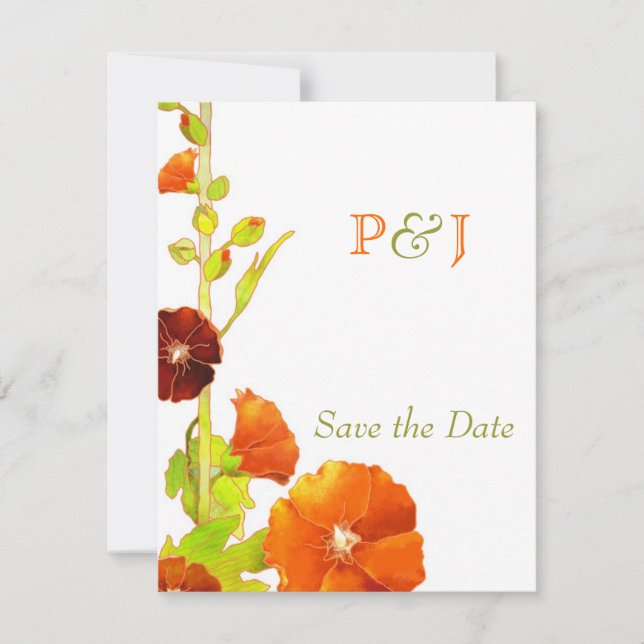 Save The Date Red Hollyhocks Mariage Enregistrer la date (Devant)