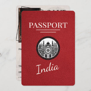 Save The Date Red India Passport Enregistrer La Date