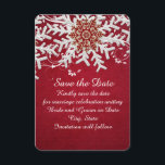 Save The Date Red Romantic Christmas Snowflakes Sauvez la date<br><div class="desc">Style luxueux. Enregistrez la date avec une carte romantique et unique.</div>