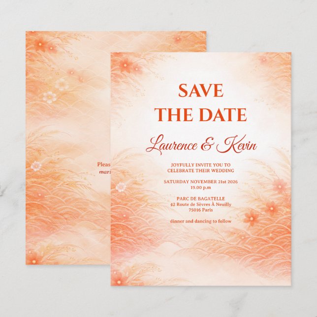 Save The Date Red Seigaiha – Japanese Wedding Collection (Devant / Derrière)