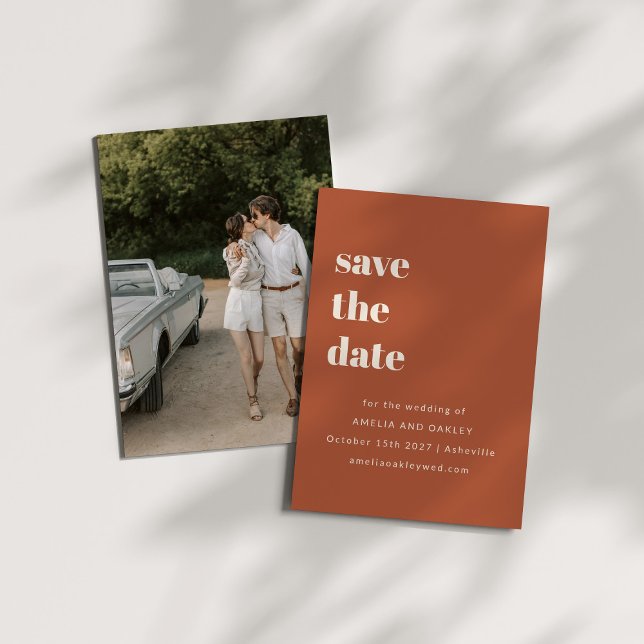 Save The Date Réduction de la rouille Rétro Photo simple Mariage (Créateur téléchargé)