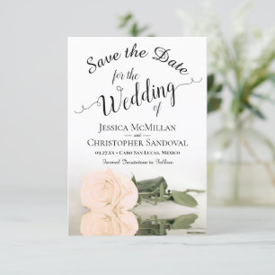 Save The Date Reflet Pale Peach Rose Mariage romantique
