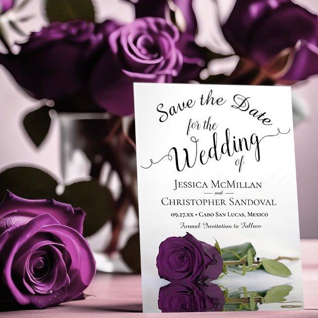 Save The Date Reflet Plum violet Rose Mariage romantique (Créateur téléchargé)
