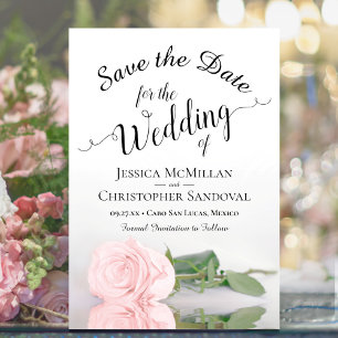 Save The Date Reflet rose rose vierge Mariage romantique