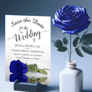 Save The Date Reflet Royal Blue Rose Romantique Mariage