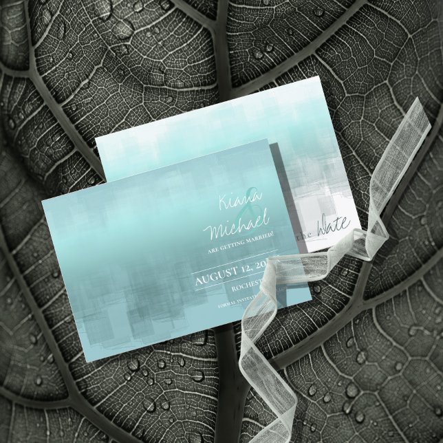 Save The Date Reflets Aquarelle Mariage Sarcelle ID774 (Créateur téléchargé)