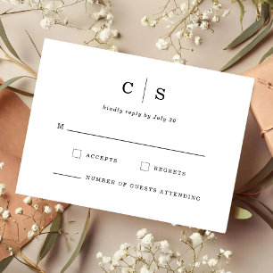 Save The Date Réponse de mariage initiale minimaliste monogramme