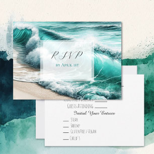 Save The Date Réponse de mariage Vagues de l'océan turquoise