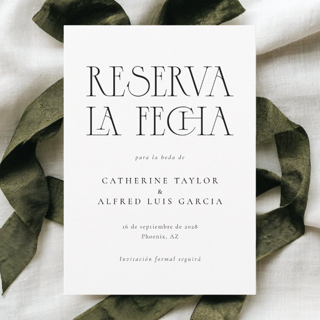 Save The Date Reserva La Fecha Black White Photo Mariage espagno (Créateur téléchargé)