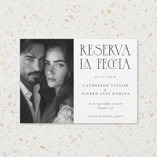 Save The Date Reserva La Fecha Black White Spanish Photo Mariage (Créateur téléchargé)