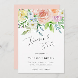 Save The Date Reserva La Fecha Floral Aquarelle Mariage espagnol