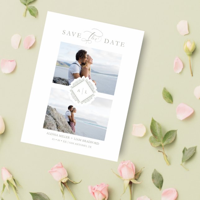 Save The Date Reserva La Fecha Initiales Trend Chic Ornament Sop (Créateur téléchargé)