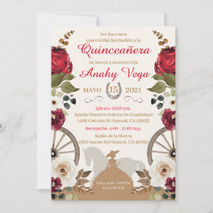 Save The Date Reserva La Fecha Quinceanera Red Charra, Watercol