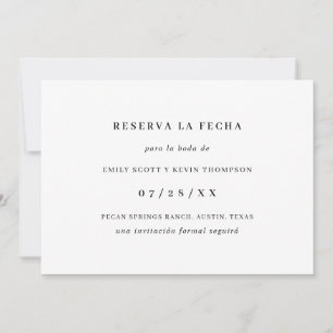 Save The Date Reserva la Fecha Simple Espagnol noir et blanc