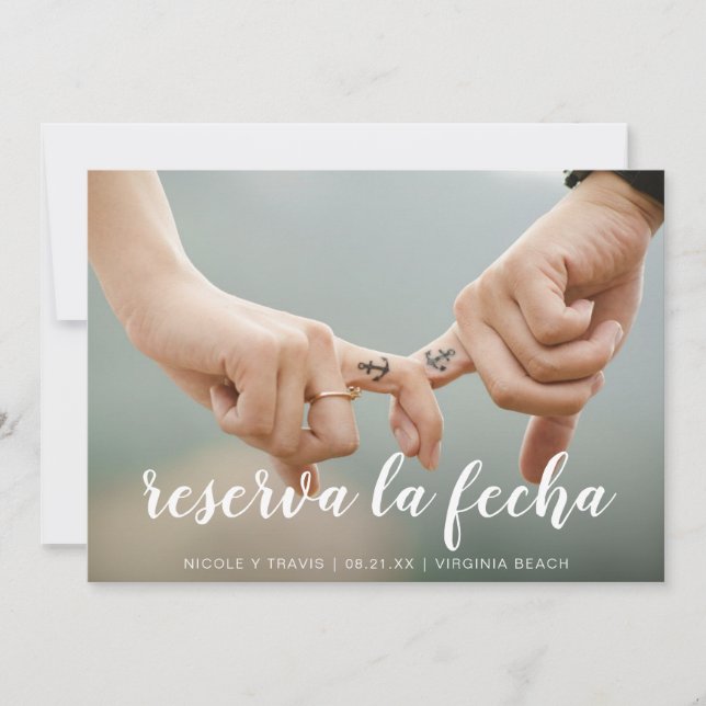 Save The Date Reserva la Fecha White Handwriting Photo Espagnol (Devant)