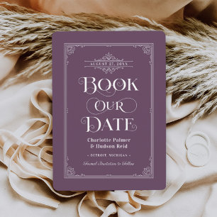Save The Date Réserver notre date Purple Vintage Mariage de couv