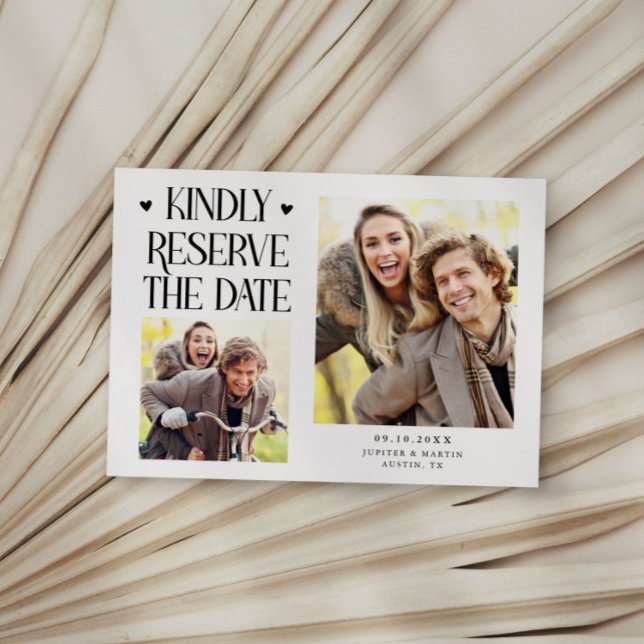 Save The Date Réservez 2-Photo Mariage Blanc Élégant (Créateur téléchargé)