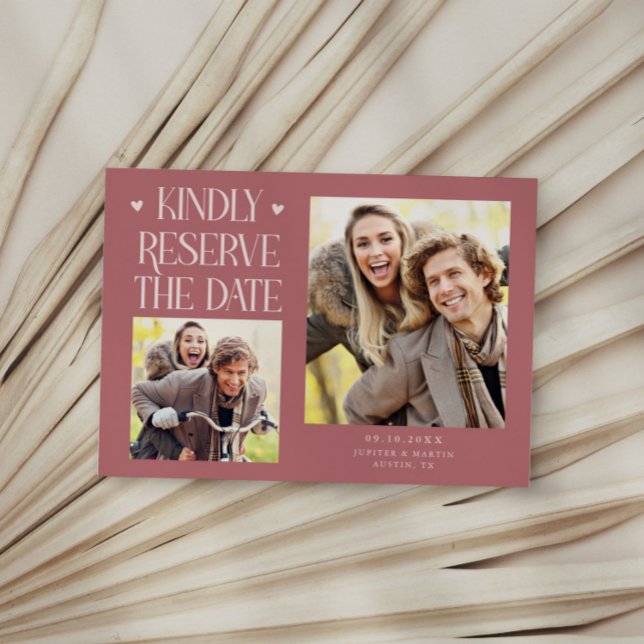 Save The Date Réservez 2-Photo Rose Mariage (Créateur téléchargé)